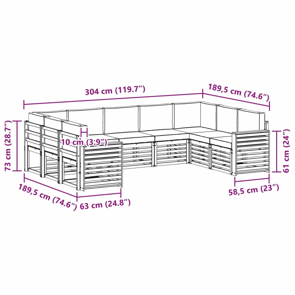 Set divani Legno di Acacia Massello 3392510