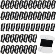 Clip U per Capelli in Acciaio di Carbonio - 50 pezzi - 3,3 x 1,6 cm - Protezione in Silicone - Utilizzo per Estensioni di Capelli