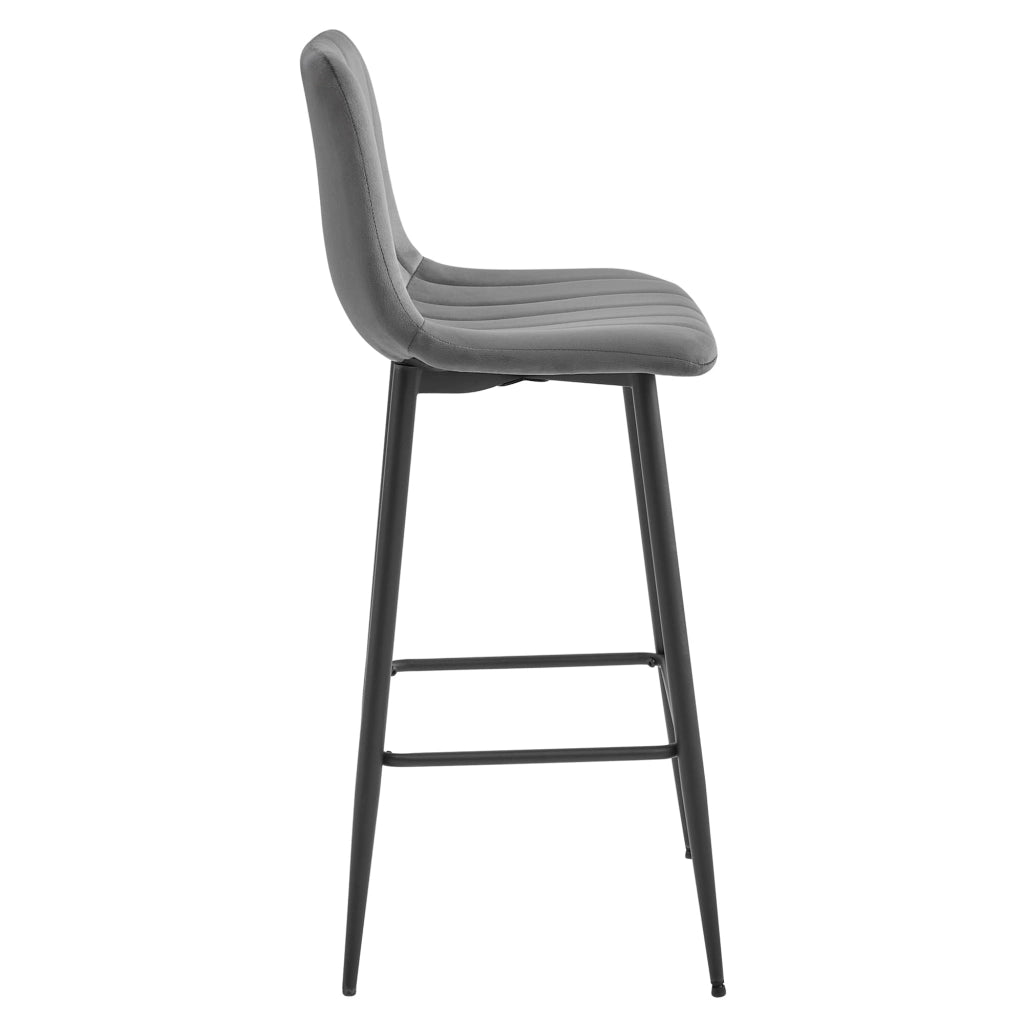 Sgabello Valora POZZA in velluto grigio scuro con gambe nere per cucina x4
