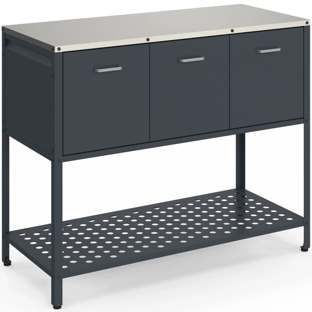 IDMarket - Cucina da esterno PAREO a 3 ante con 1 ripiano in acciaio grigio antracite