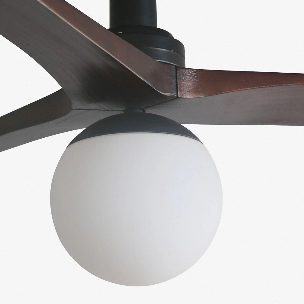 Faro Barcelona - Ventilatore da Soffitto Klim S Nero/Noce Scuro - Motore DC Silenzioso, Con Luce led Dimmerabile, Telecomando