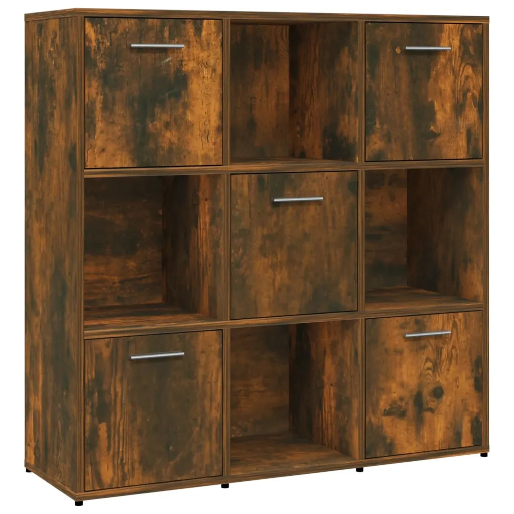 Libreria-Scaffale per Libri-Mobile di Stoccaggio Rovere Fumo 90x30x90 cm in Legno Multistrato