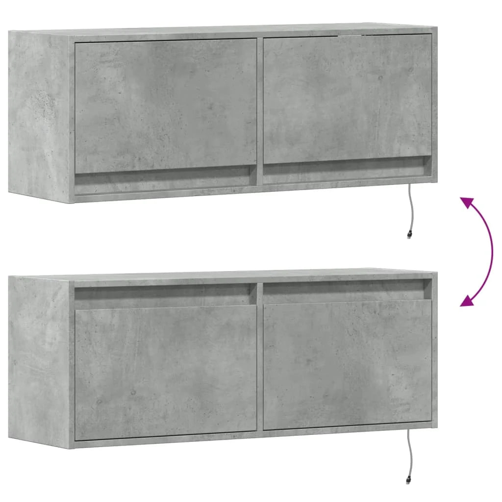 Mobile TV multimediale scaffale TV credenza mobile TV sala da pranzo soggiorno camera da letto mobile da parete con luci LED 100 x 31 x 35 cm grigio 02_0027841
