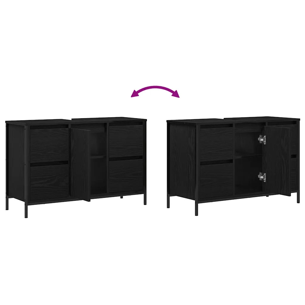Mobile Lavabo | Armadio Lavabo con Cassetti Rovere Nero 90x34,5x60 cm