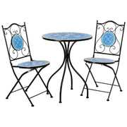 Set tavolo e 2 sedie in metallo, 60x60x75h cm, 38x46x90h cm