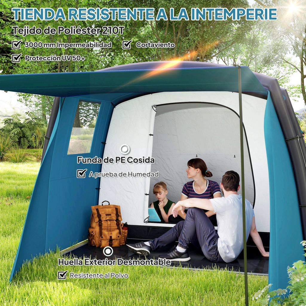 Tenda da Campeggio Inflabile ¨C zephmum ¨C Blu, per 3-6 Persone, con Vestibolo