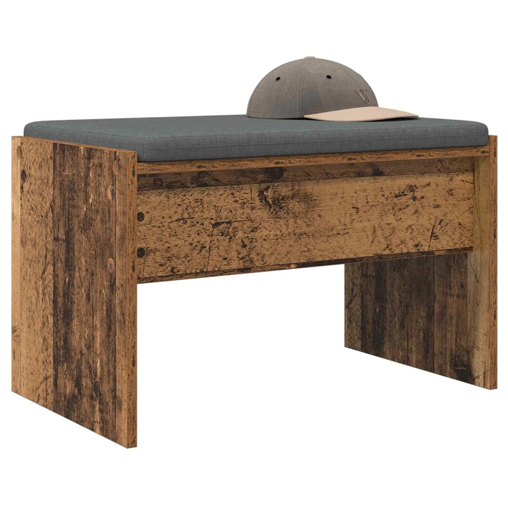 Panca per ingresso con cuscino Legno vecchio 63 x 38 x 40 cm 891550