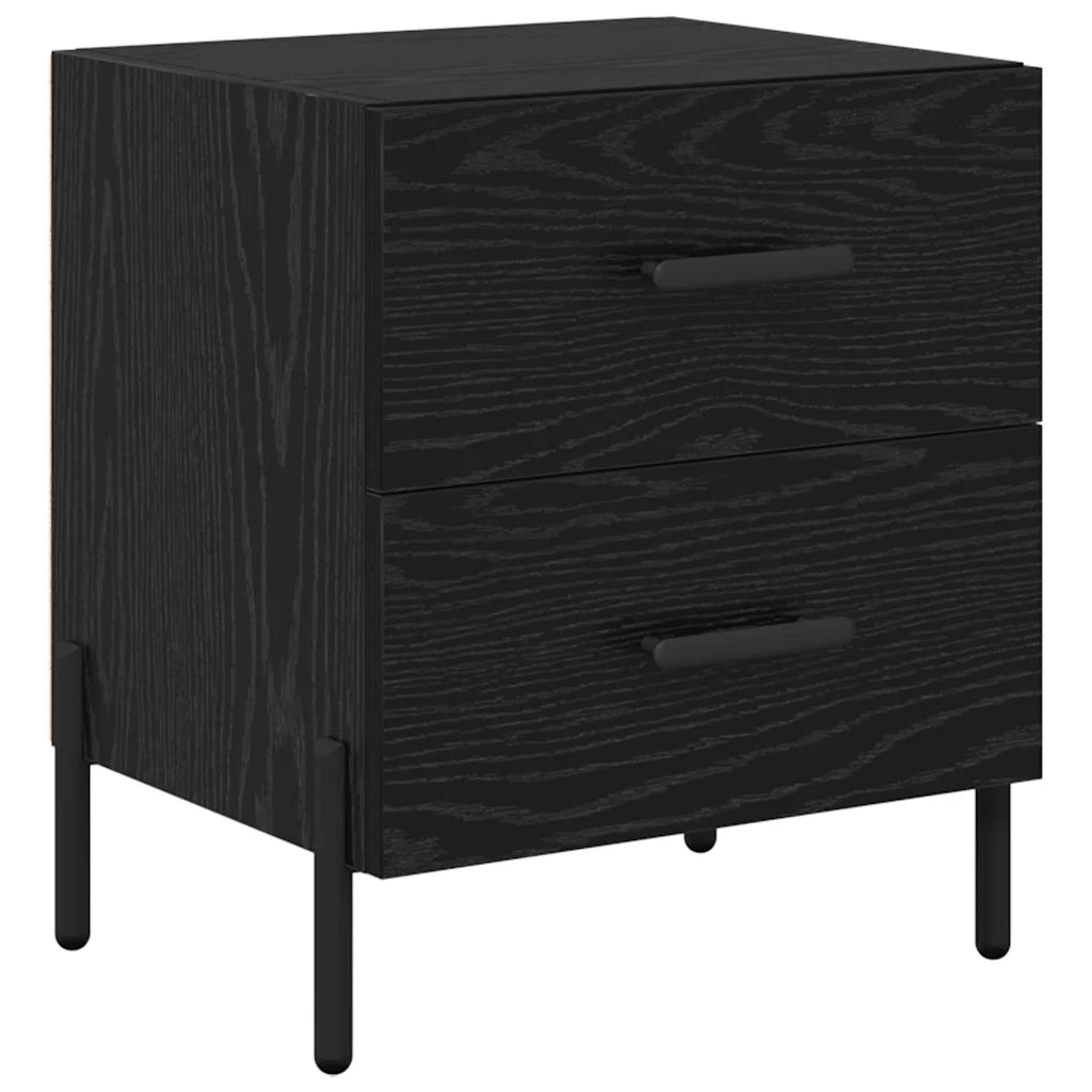 Comodino | Armadio da Notte | Mobiletto da notte con cassetto Rovere Nero 40 x 35 x 47,5 cm