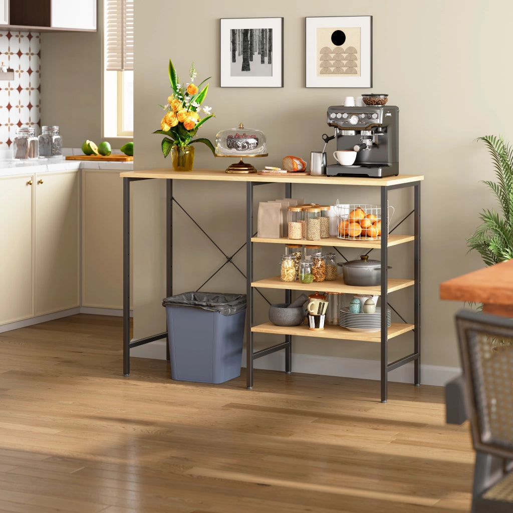 Tavolo Organizer Multifunzione ¨C MINIMAL ¨C Piano Effetto Legno, Telaio Metallo Nero, 120x40x85,5cm