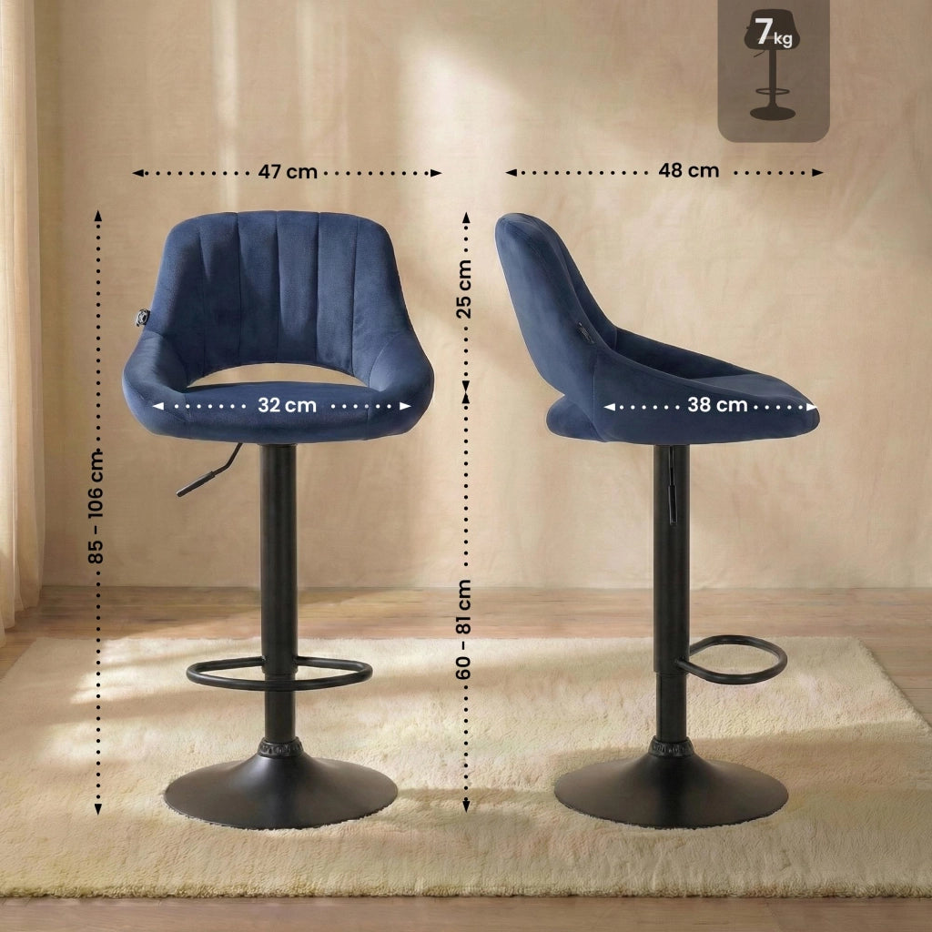 Set di 2 sgabelli da bar Milet velluto B 1