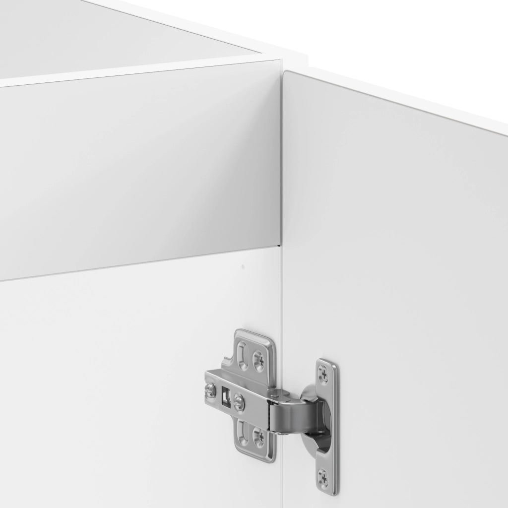 Mobiletto da cucina  "Kalmar" con doppi lavabi in legno ingegnerizzato bianco lucido