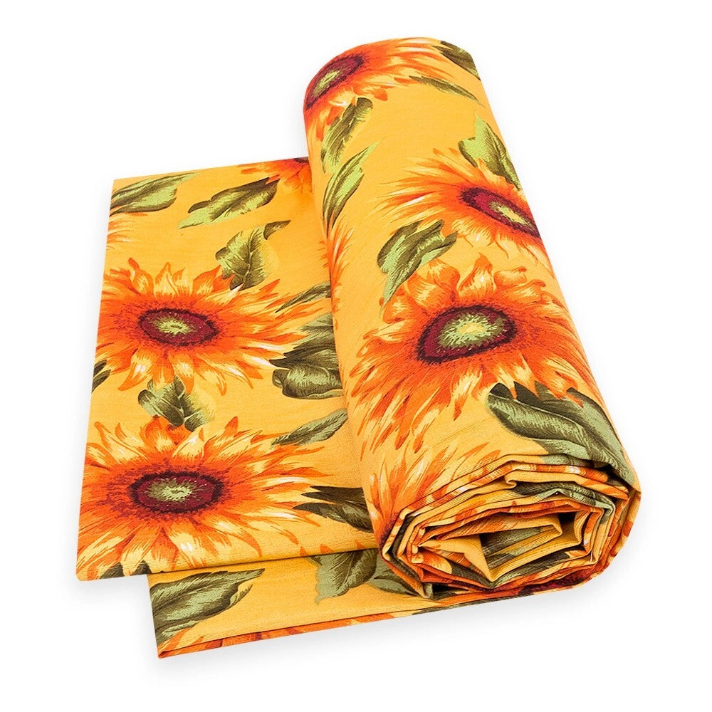 Tessuto Stoffa Girasoli Cotone Cucito Arredo Rivestimento Foderare Cuscini Divani 2,8x15 Mt Giallo