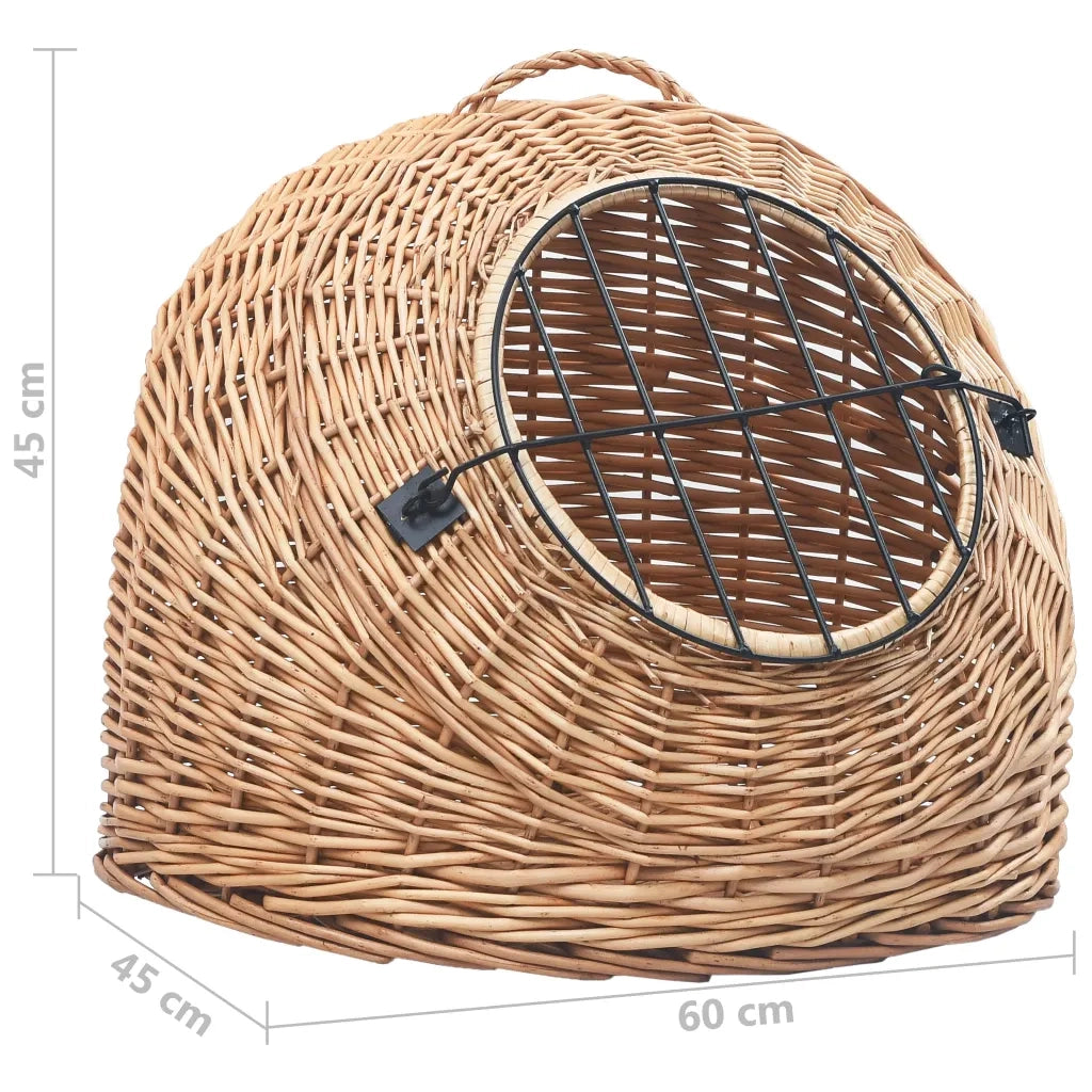Trasportino per Gatti 60x45x45 cm in Salice Naturale