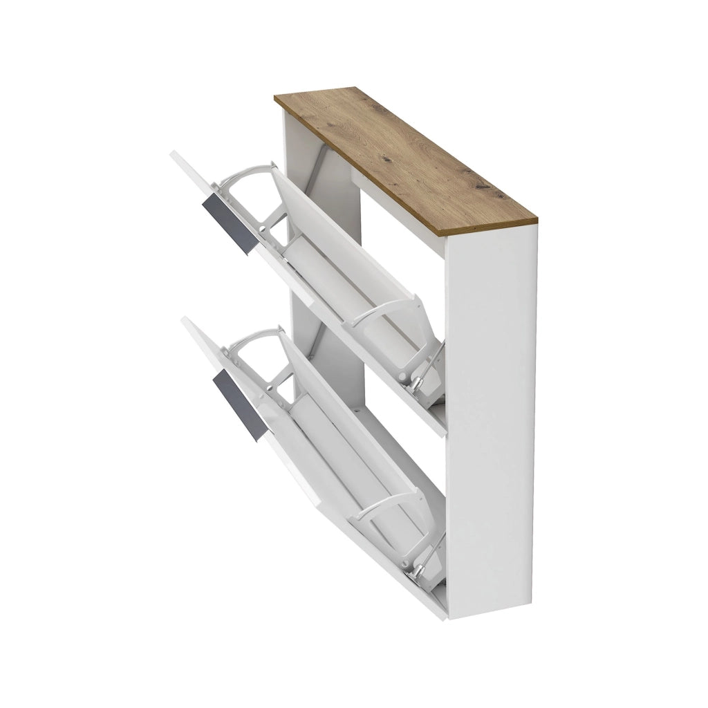 Mobile Portascarpe Faloppio, Scarpiera Ripiani Made in Italy, 100x19x80h cm Bianco Lucido