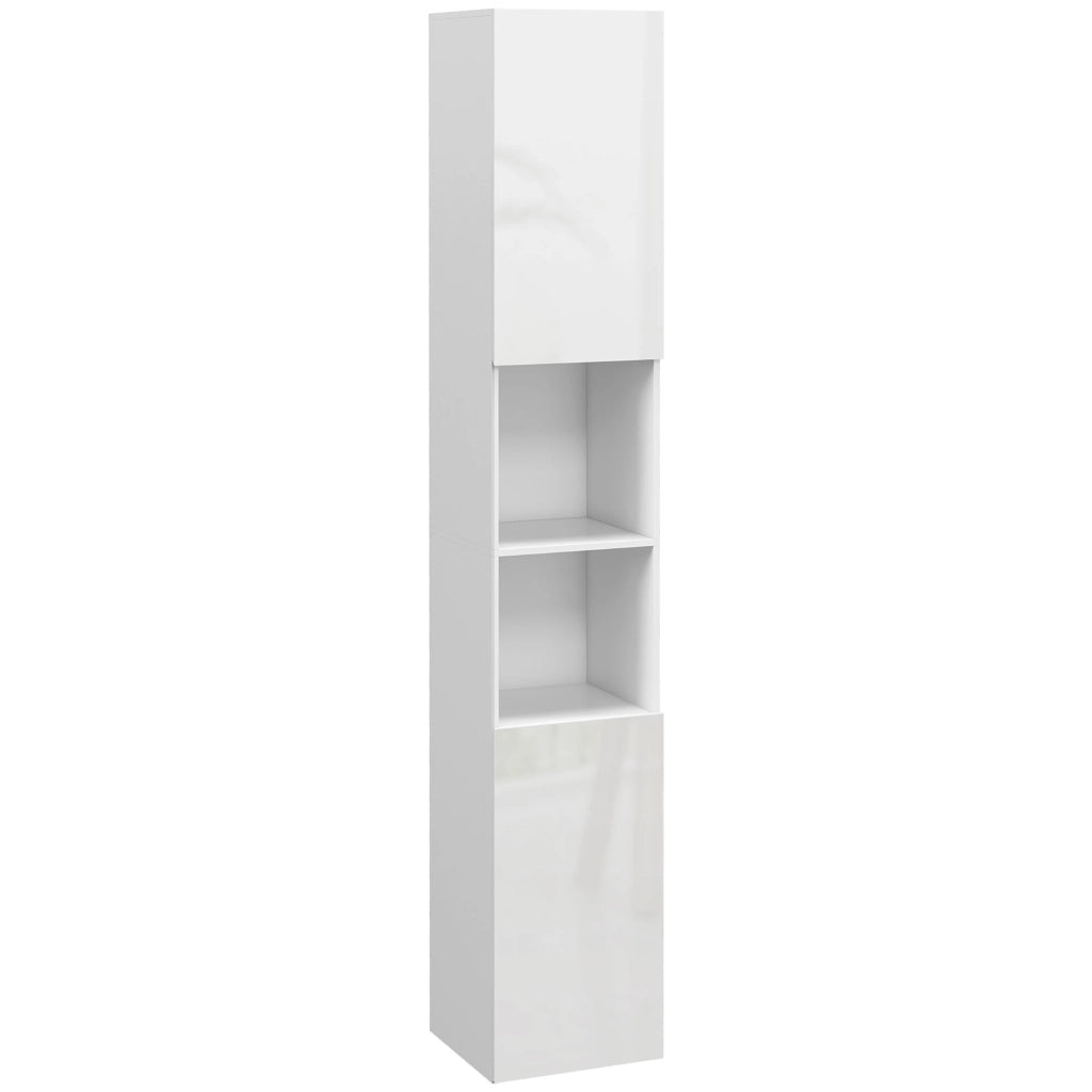Mobile bagno colonna 2 ante con ripiani regolabili e 2 nicchie ¨C zephmum ¨C 30x30x181,5 cm bianco