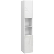 Mobile bagno colonna 2 ante con ripiani regolabili e 2 nicchie ¨C zephmum ¨C 30x30x181,5 cm bianco