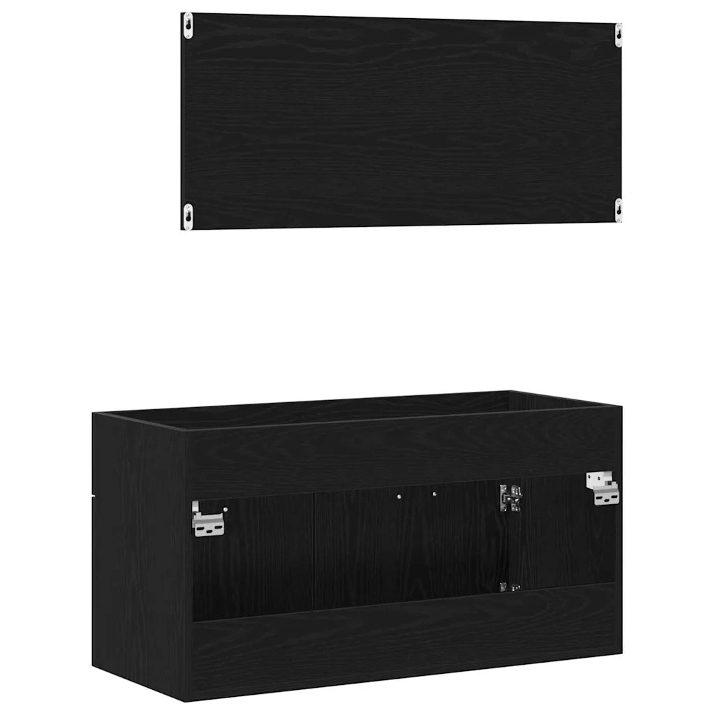 Set di mobili per il bagno 2 pcs Rovere Nero Legno multistrato 863138