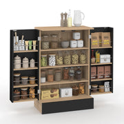 IDMarket - Cassettiera bassa da cucina ALTO H.90 cm con contenitori in legno e nero