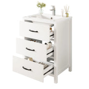 Mobile lavabo con 3 cassetti; lavabo in ceramica integrato; per bagno; bianco; 61 × 47 × 83 cm