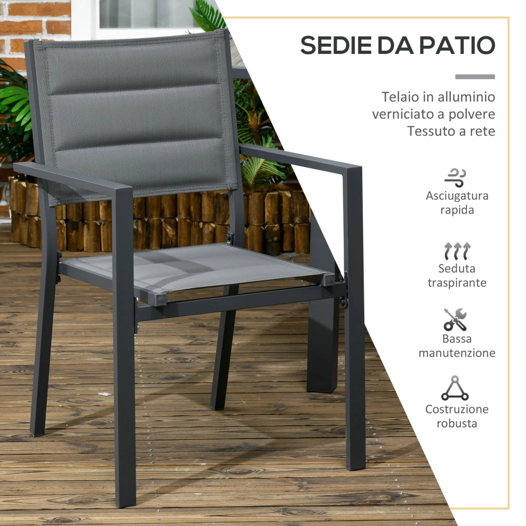 Set da Giardino in Polyrattan con Tavolo Allungabile Vetro e 6 Sedie ¨C zephmum ¨C Grigio Scuro