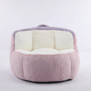 Poltrona pouf con imbottitura in schiuma sminuzzata e base antiscivolo in pelliccia sintetica multicolore