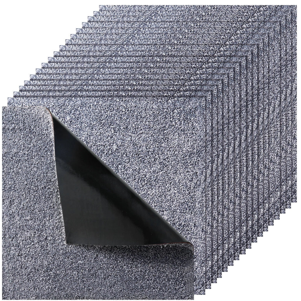 Set 10 Piastrelle per Moquette Autoadesive SXP-HPD-10 457x457 mm Quadrotte Morbide Grigio per Pavimenti Soggiorno e Ufficio Copertura 2,1㎡