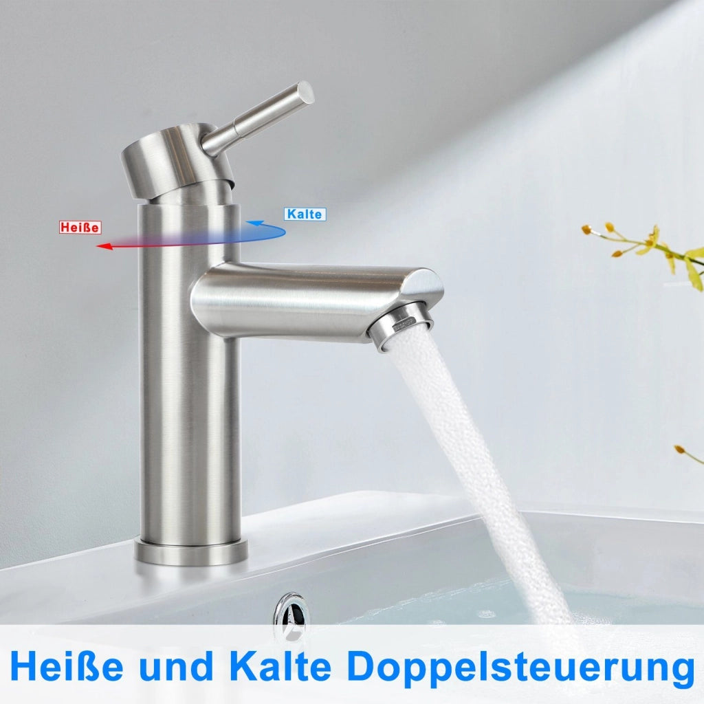 ZMH Rubinetto Lavabo Acciaio Inossidabile Miscelatore Monocomando Alta Pressione Acqua Calda/Fredda Per Bagno/Cucina
