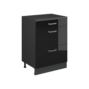 Mobile per mansarda Rion Nero lucido/Antracite 60 x 83.8 cm senza inclinazione con 3 cassetti Vicco