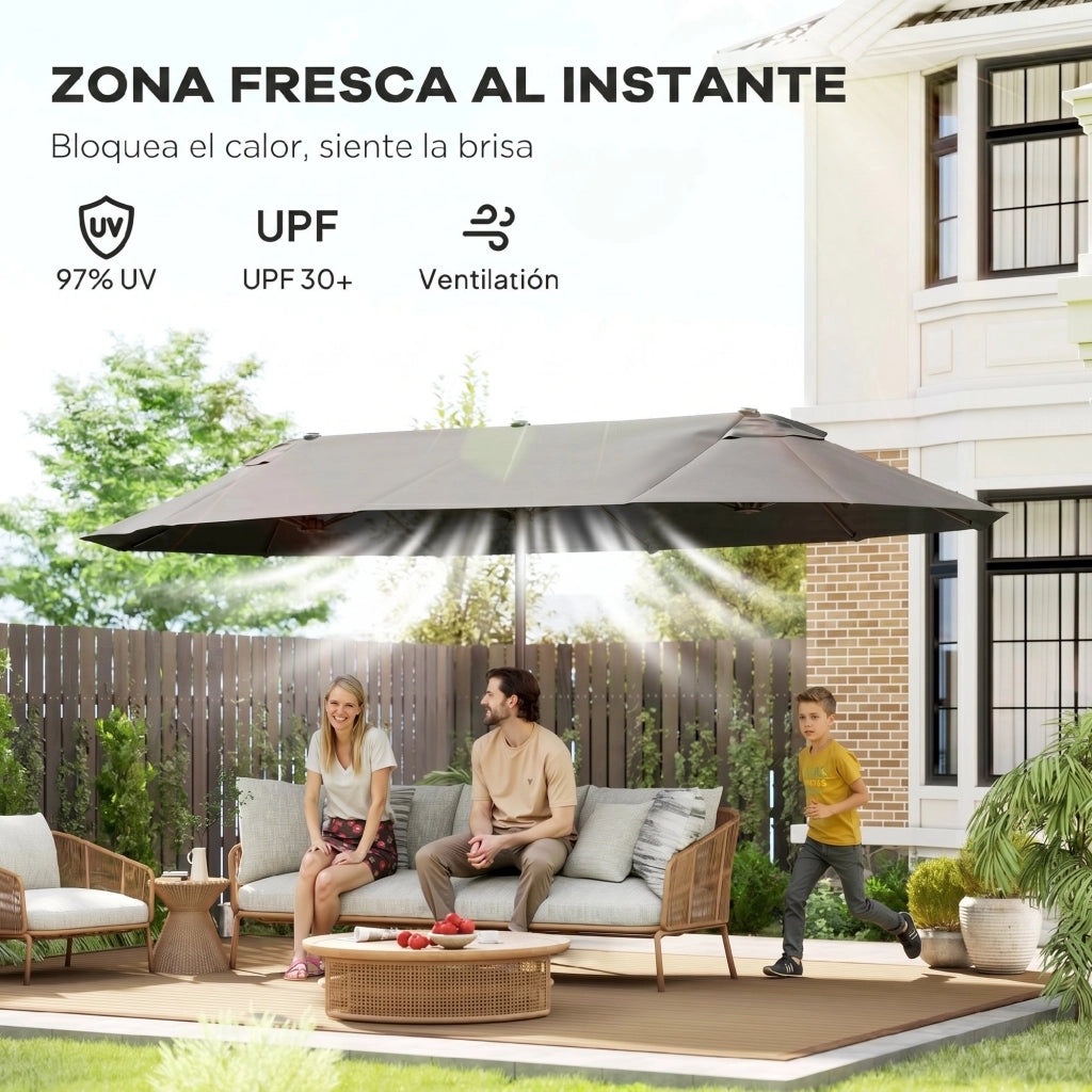 Ombrellone da giardino doppio ¨C zephmum ¨C grigio 460x270x240 cm