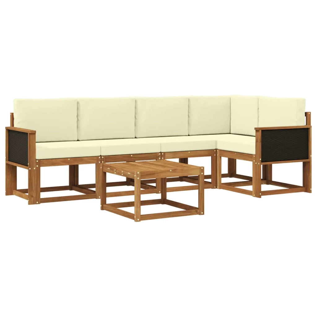 Set di divani da esterno con cuscino 6 pcs Naturale e Crema