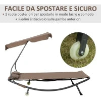 Lettino Matrimoniale 2 Posti Parasole Regolabile da Esterno e Giardino 200x175 x134cm Marrone
