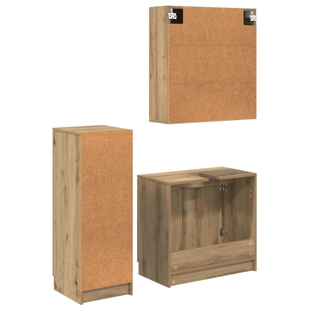 Set di mobili per il bagno con porta 3 pcs Rovere artigianale 3415875