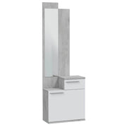 Mobile Ingresso Scarpiera Caren con Specchio 61x28x185h in Cemento e Bianco Artik