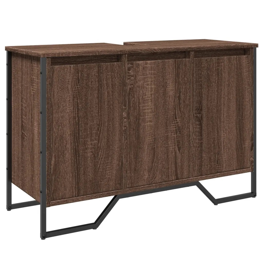 Mobile Lavabo Bagno-Armadietto da bagno Rovere Marrone 91x35x60cm in Truciolato 661670