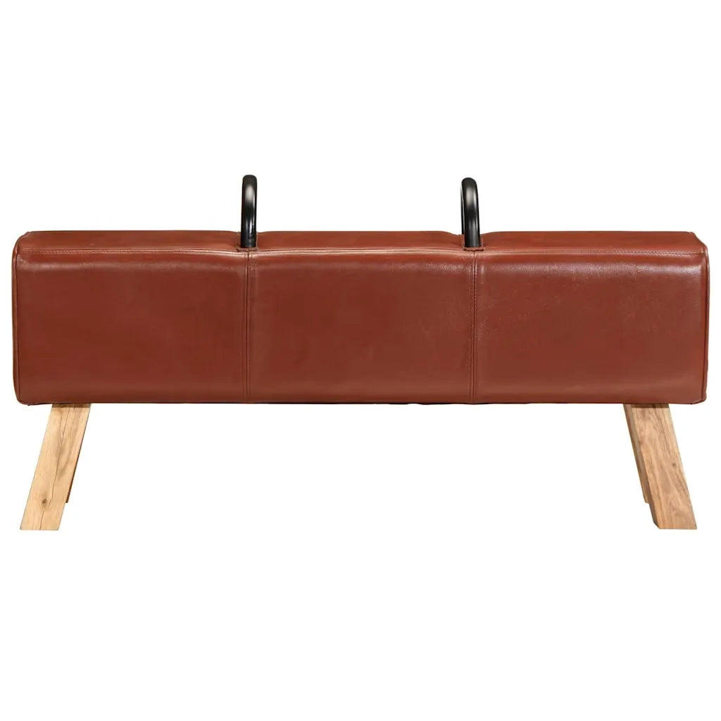 Panca per Esercizi Marrone 110 cm in Vera Pelle 356379