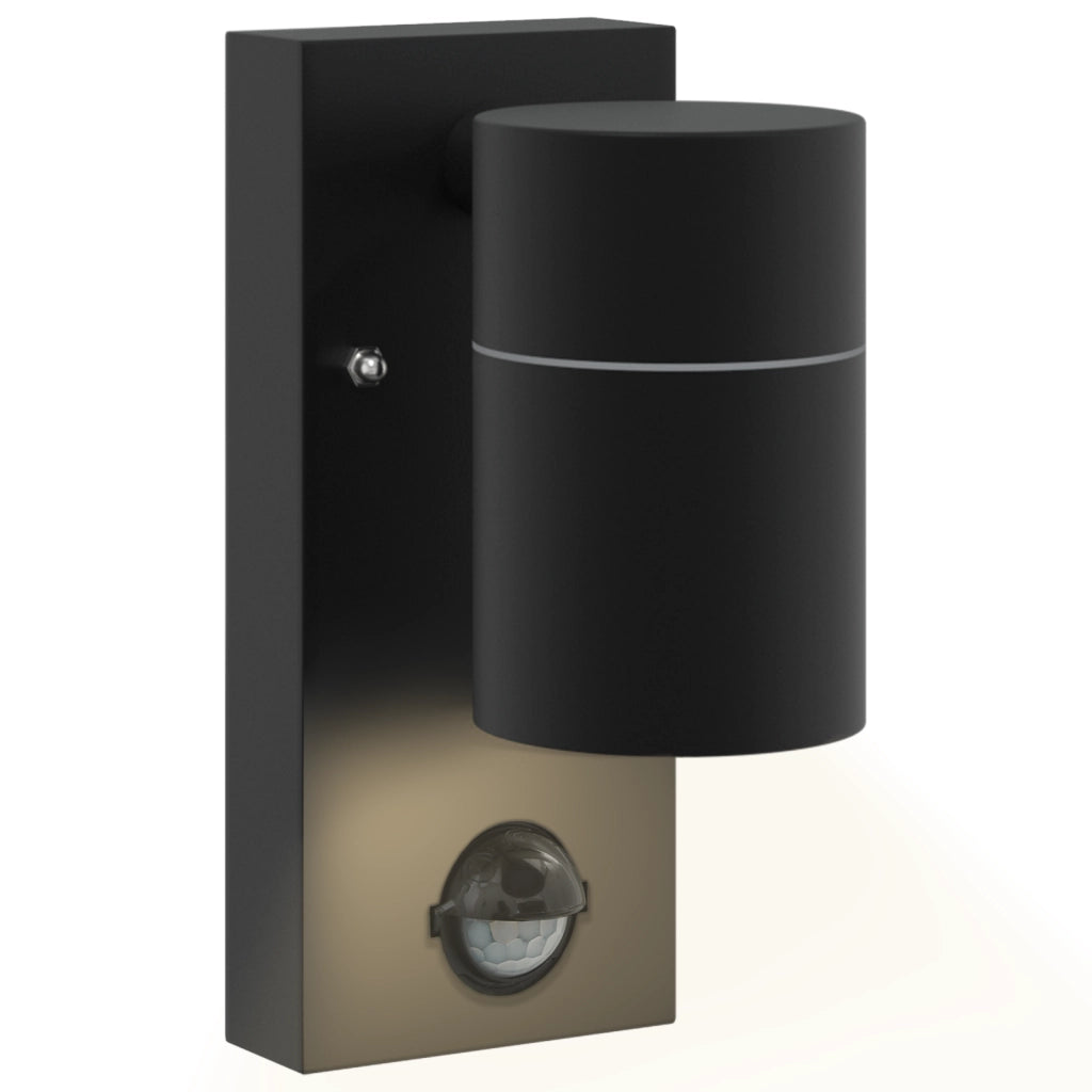 Lampade da parete esterne con sensore 2 pz in acciaio inox nero IP44