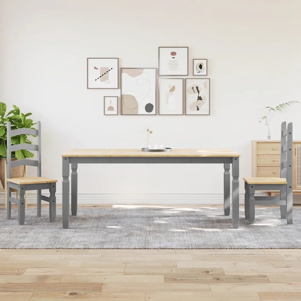vidaXL Set da Pranzo 3 pz Panama Grigio in Legno Massello di Pino