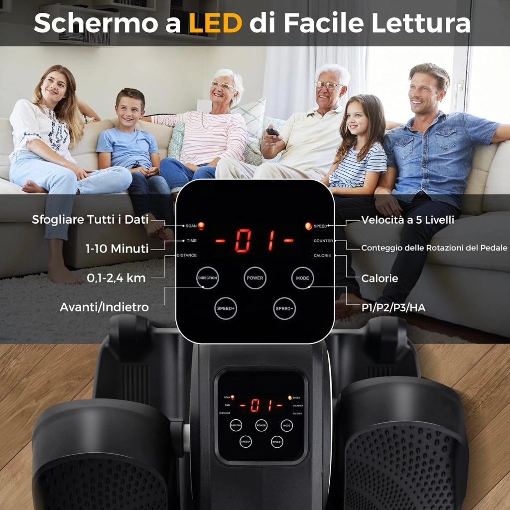 Pedaliera Elettrica Ellittica da Scrivania, Cyclette da Seduti per Gambe per Anziani con Monitor Display, Controllo Remoto, Esercitatore Silenzioso e Portatile per Casa e Ufficio