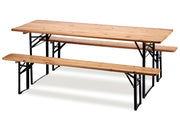 Set tavolo con panche in ferro e legno pieghevole 70x220cm Fredi