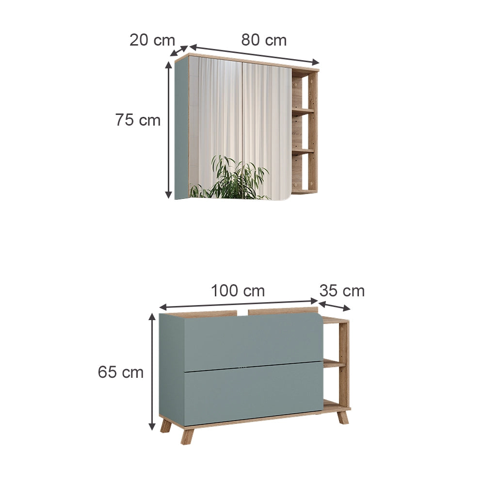 Vicco Set di mobili da bagno Sonoma/blu 2 parti