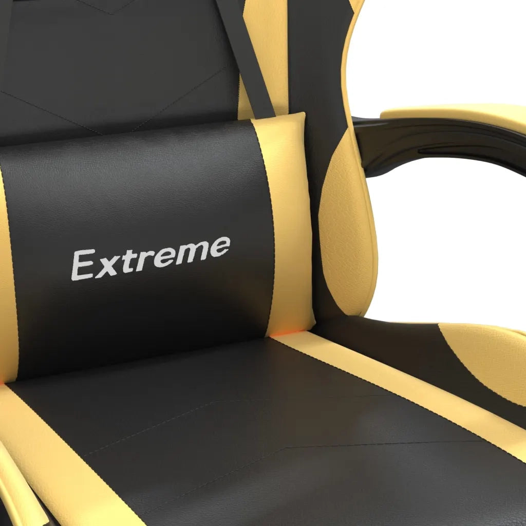 Sedia da Gaming Girevole Nera e Oro in Similpelle cod mxl 63061