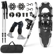 Set di racchette da neve con sistema di fissaggio e bastoncini da trekking, Racchette ergonomiche 63 cm Argento