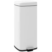 Bidone della spazzatura da cucina 30L con coperchio a chiusura morbida e pedale, secchio interno removibile, 28L x 35l x 63,5H cm, bianco