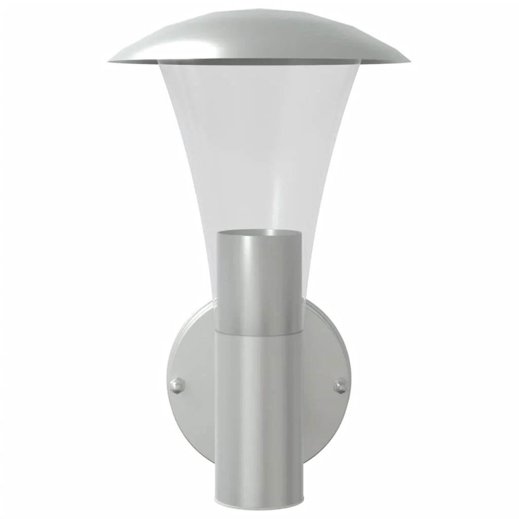 Set di 2 applique da esterno 17,5 x 17,5 x 28 cm finitura robusta design elegante in acciaio inox argento 02_0056556