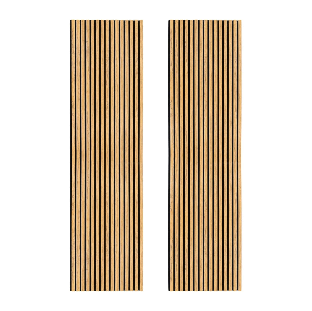 Coppia di Pannelli Fonoassorbenti con Doghe Rovere 3D in Legno 2400 x 600mm