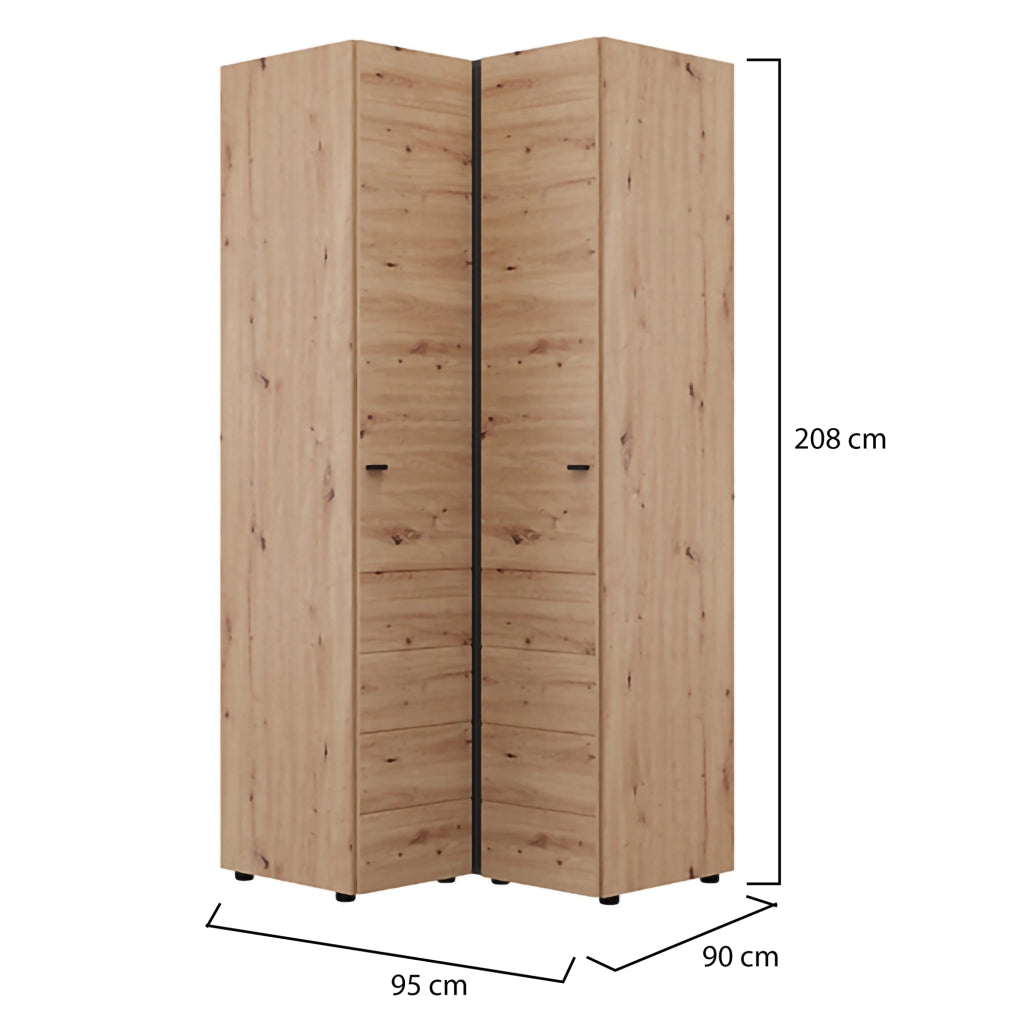 Armadio Camera da Letto Tavole, Guardaroba 2 Ante 4 Ripiani, 95x208h cm Marrone Rovere Nodi