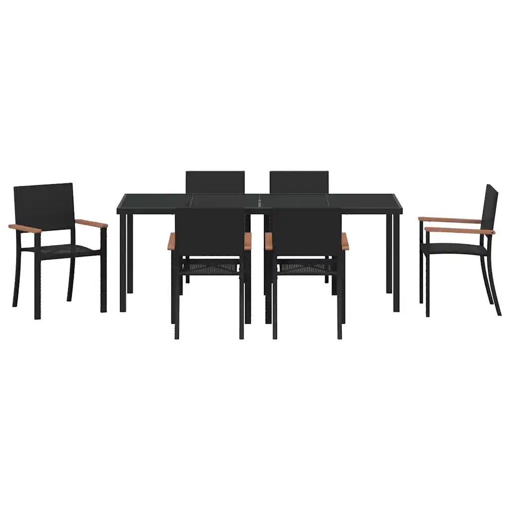 Set da Pranzo per Giardino 7 pcs Nero 3379420