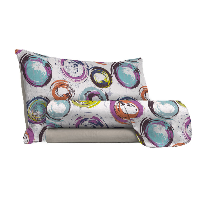 Set lenzuola 1 Piazza e Mezzo stampa sopra Sotto e Federe Cerchi Astratti