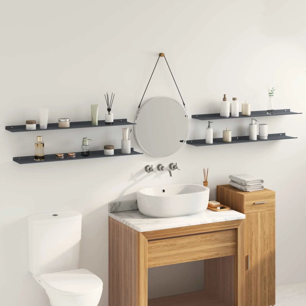 Mensola sospesa 4 pcs Antracite 100 x 18 x 2,5 cm Acciaio