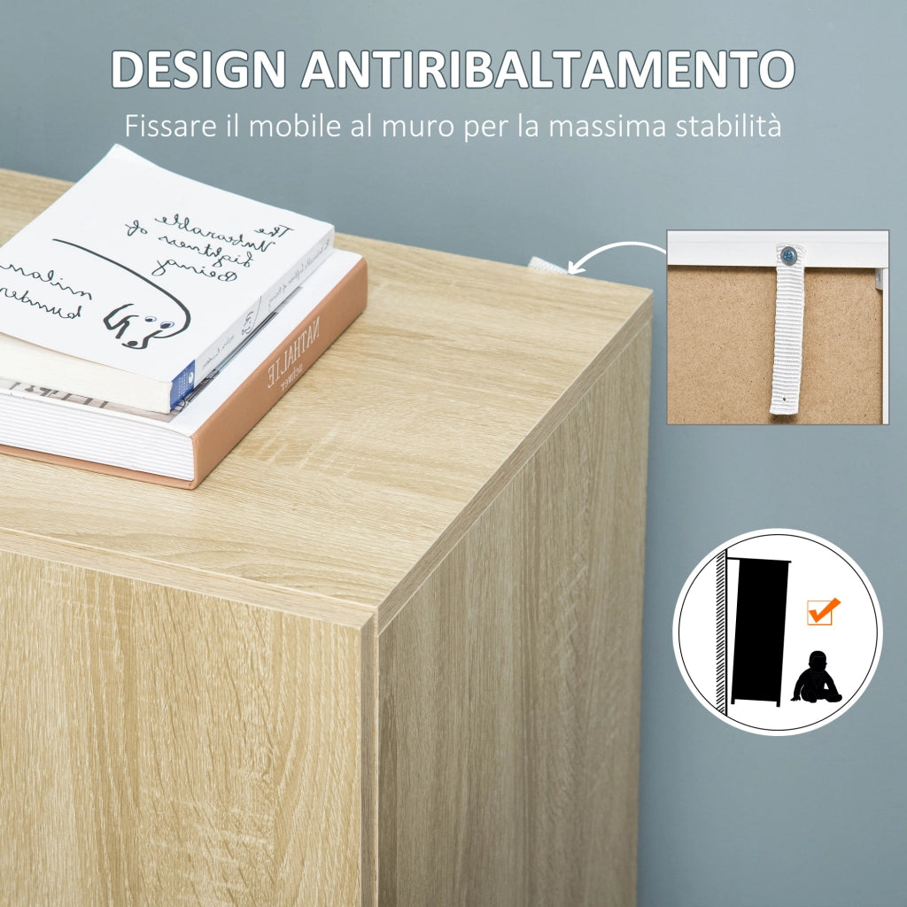 EasyComfort Mobiletto Multiuso a 2 Ante, Mobiletto Soggiorno o Ufficio in Legno con Maniglie in Alluminio, 70x39x70cm